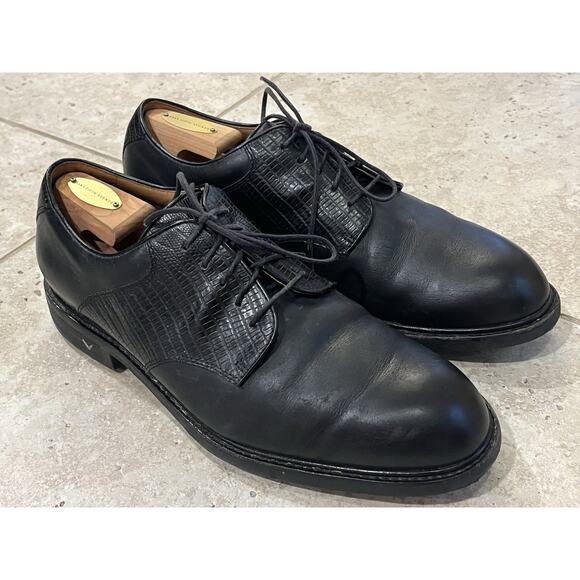 Callaway Tour Classic Golf Shoes Black Leather Dress Spiked 9.5 M501-02 RARE EUC main image 5